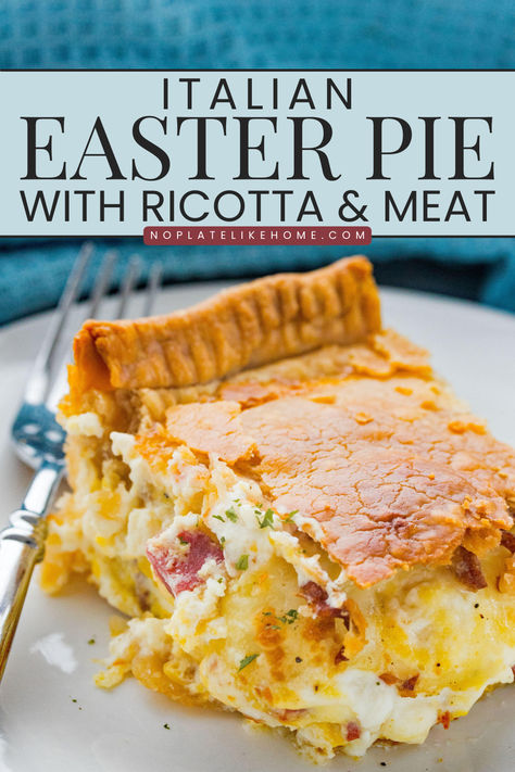 This delicious Easter pie recipe Italian is made with ricotta, mozzarella and parmesan cheeses and Italian cured sausage in a pie crust. It’s a traditional savory pie eaten at Easter. It’s delicious and is perfect for an Easter dinner side dish or Easter Brunch and the leftovers are a filling snack. Italian Brunch Torte, Easter Pie Italian, Leftover Pie Crust Ideas, Easter Deserts Recipes, Italian Easter Dinner, Ham And Cheese Pie Recipe, Sausage Pie Recipe, Easter Dinner Side Dishes, Easter Dinner Sides