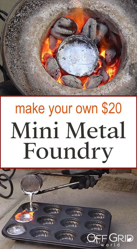 Melting Aluminum Cans With $20 Homemade Mini Metal Crucible - Off Grid World Metal Foundry, Diy Generator, Amazing Tools, Epoxy Wood Table, Metal Bender, Aluminum Can Crafts, Melting Metal, Aluminum Cans, Metal Working Projects