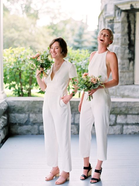 No Dresses Here Jumpsuit For Bridesmaid, Ivory Dress Short, Jumpsuit Outfit Wedding, Blue Wedding Dress Royal, Minimalist Bridesmaid, Bridesmaid Outfits, Chic Bridesmaid Dresses, Bridesmaids Jumpsuits, White Bridesmaid