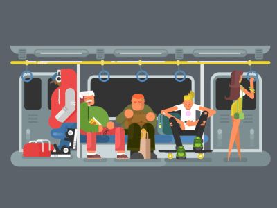 Illustration idea by @Anton Fritsler (kit8) Work process: https://vimeo.com/174115067 Motion Design Animation, Animation Reference, People Illustration, 2d Animation, The Bus, Flat Illustration, Animated Characters, Flat Design, Motion Design