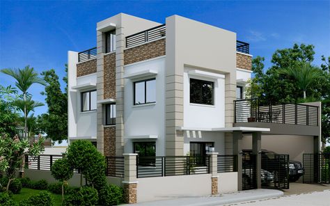 Modern 2 Storey House Design, Two Storey With Roof Deck, House Design With Roof Deck, House Rooftop, Two Storey House Plans, 3 Storey House Design, Two Story House Design, 2 Storey House Design, Build Your House