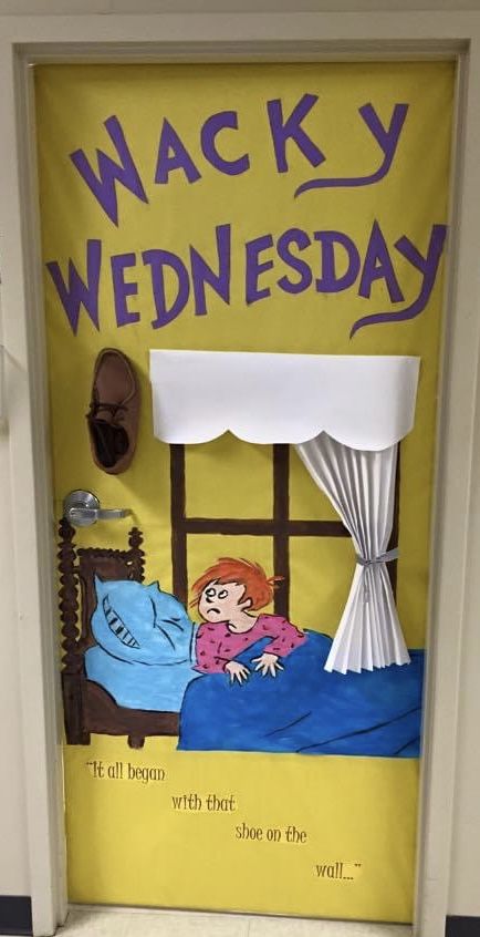 Wacky Wednesday Dr Seuss, Dr. Seuss Door, Dr Seuss Door, Dr Seuss Classroom Door, Dr Seuss Classroom, Seuss Classroom, Wacky Wednesday, Classroom Door, Classroom Setup