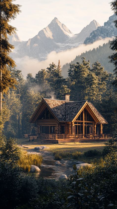 A cozy cabin nestled in the woods with stunning mountain vistas Houses In The Woods, Tennessee Cabins, Forest Homes, Scandinavian House, Cabin In The Mountains, Fairytale Cottage, Forest View, The Pines, Amazing Pictures