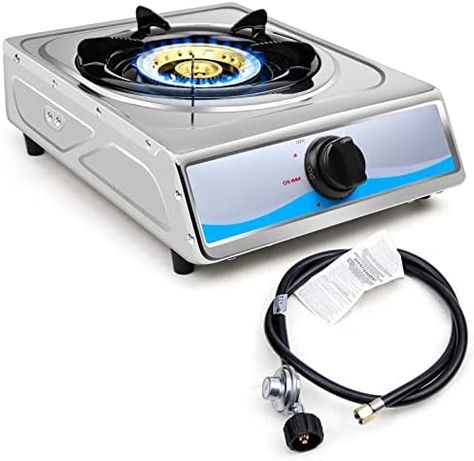 Single Burner Gas Stove Stainless Steel Portable Gas Stove，Auto Ignition Camping Single Burner LPGfor RV, Apartments, Outdoor Portable Gas Stove, Propane Stove, Gas Stove Top, New Stove, Single Burner, Burner Stove, Gas Cooker, Gas Cooktop, Gas Burners