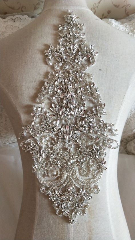 Beaded Bridal Sash, Wedding Dress Sash Belt, Bling Accessories, Bodice Applique, Crystal Lace, Bridal Applique, Wedding Dress Sash, Wedding Belt, Rhinestone Appliques