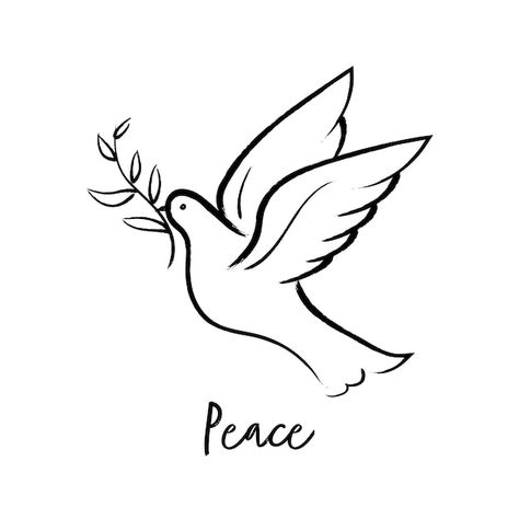 Flying dove holding olive branch hand dr... | Premium Vector #Freepik #vector #dove-silhouette #dove #peace-icon #flying-dove Dove With Olive Branch Tattoo Simple, Dove And Olive Branch Tattoo, Dove With Olive Branch Tattoo, Simple Dove Tattoo, Hyacinth Tattoo, Dove Watercolor, Peace Dove Tattoos, Small Dove Tattoos, Peace Icon