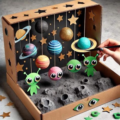 Easy Kids Art Projects, Solar System Projects For Kids, Planet Crafts, Planet Project, Easy Preschool Crafts, Solar System For Kids, Space Crafts For Kids, Flower Crafts Kids, Solar System Projects