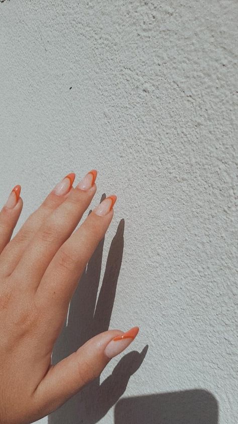 Orange French Tip Nails, Orange French Tip, Nails Orange, White French Tip, Tip Nails, Nail Designs Glitter, Orange Nails, Prom Nails, French Tip Nails