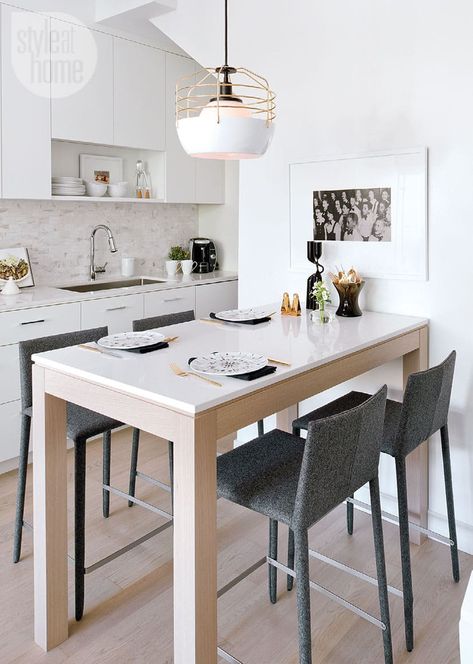 Kitchen with high ceilings