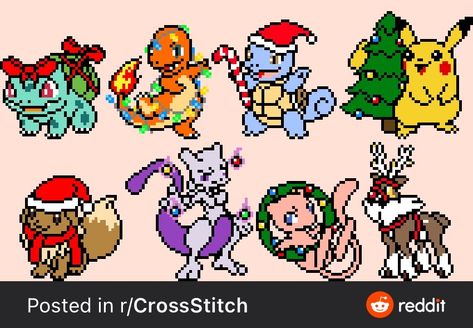 Christmas Pokemon, Pokemon Christmas, Christmas Perler Beads, Pokemon Cross Stitch, Pokemon Bead, Pixel Art Pokemon, Pokemon Craft, 3d Perler Bead, Thread & Yarn