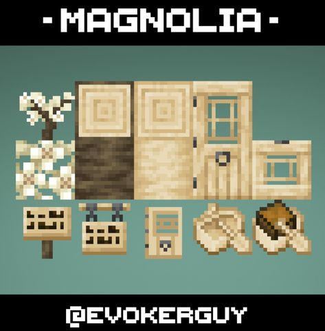 Quento on X: "Magnolia wood. (I forgot the planks holy shit) #Minecraft #MinecraftArt https://t.co/0a3UHRmv2V" / X Pixel Art House, Minecraft Clock, Mods For Minecraft, Modded Minecraft, Minecraft Addons, Mc Mods, Minecraft Blocks, Minecraft Banner Designs, Minecraft House Plans