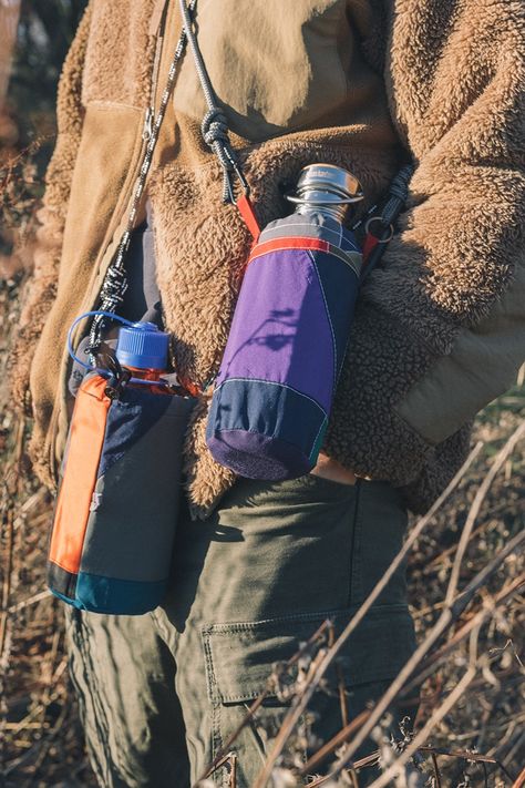 Greater Goods Sustainable Offcuts Bottle Bags SS20 | HYPEBEAST Bag Construction, Trekking Outfit, Hiking Bags, Bottle Sling, Hiking Pack, Army Surplus, Hiking Bag, Military Surplus, Office Travel