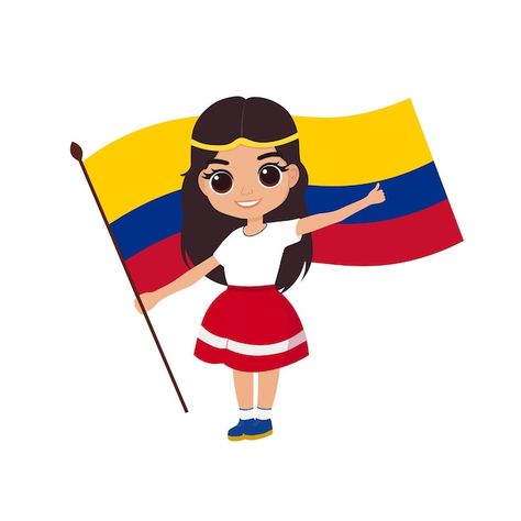 Columbian Flag, Columbian Girls, Colombian Girls, Girl Cartoon Characters, Cartoon Character, Girl Cartoon, Cartoon Characters, Premium Vector, Graphic Resources