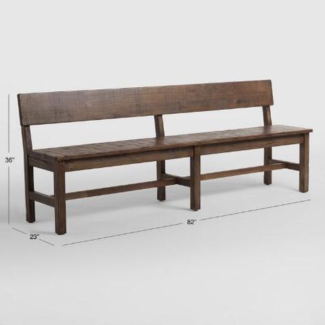 Distressed Brown Wood Gulianna Extra Long Dining Bench | World Market Long Dining Bench, Wall Dining Table, Dining Bench With Back, Long Dining Room Tables, Contemporary Dining Room Sets, Corner Dining Bench, Upholstered Banquette, Upholstered Dining Bench, Dining Room Bench Seating