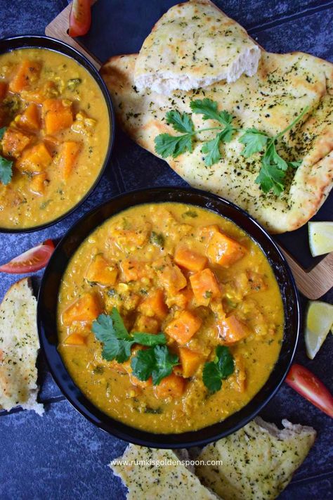 Butternut Squash Red Lentil Soup, Red Lentil Butternut Squash Curry, Squash Lentil Curry, Butternut Squash And Lentil Curry, Butternut Squash Curry Recipes, Lentils Coconut Milk, Curry Squash, Butternut Squash Lentil, Butternut Squash Recipes Healthy