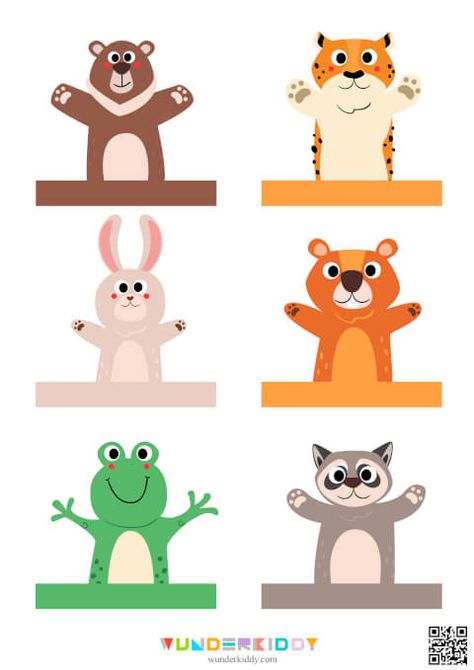 Template «Finger Puppets» - Download or print for free Finger Puppet Patterns Printable, Animal Finger Puppets Printable, Finger Puppets Printable, Finger Puppet Template, Templates Animals, Puppet Printable, Puppet Template, Animal Finger Puppets, Animal Puppets