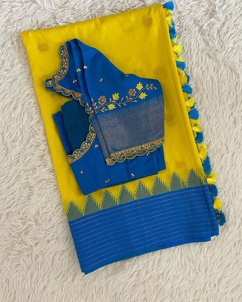 Follow for more ✨🎀 #follow #saree #fashiondesigner #blouse #embroidery #designerblouse Saree With Embroidery Blouse, Traditional Saree Blouse Designs, Blue Blouse Designs, Silk Saree Blouse Designs Patterns, Latest Bridal Blouse Designs, Latest Blouse Designs Pattern, Simple Saree Designs, New Saree Blouse Designs, Traditional Blouse Designs