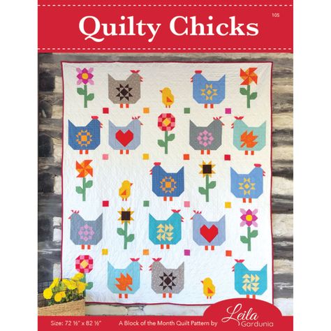 About the Quilty Chicks Sampler Quilt and 2024 Block of the Month Schedule | Leila Gardunia Quilt Patterns Chicken Quilt, Farm Quilt, Paper Pieced Quilt, Sampler Quilts, Cute Quilts, Star Quilt Blocks, Flower Quilt, Pdf Quilt Pattern, Animal Quilts