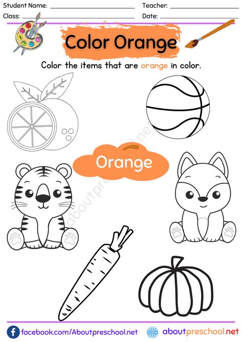 Color orange Worksheet for Preschool The Color Orange Worksheet, Color Orange Worksheet, Orange Worksheet, Worksheets For Playgroup, Colors Worksheet, Toddler Journal, Colors Activity, Colors Preschool, Preschool Worksheets Free Printables