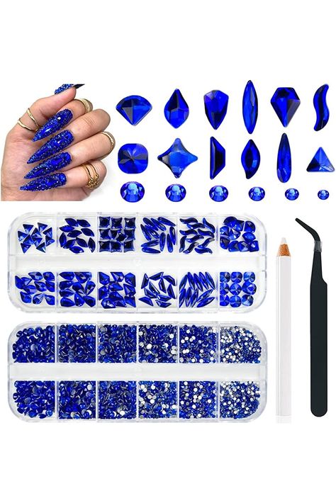 2530Pcs Blue Rhinestones Sapphire Nail Rhinestones 120 Multi Shapes Flatback Royal Blue Crystals Gems  2410 K9 Glass Stones Diamonds Jewels Nail Art Supplies Nail Charms for Nails Faces Makeup Crafts Stones Nail Art, Eye Makeup Diy, Charms For Nails, Sapphire Nails, Makeup Crafts, Stone Nail Art, Nail Rhinestones, Nail Jewels, Gem Diamonds