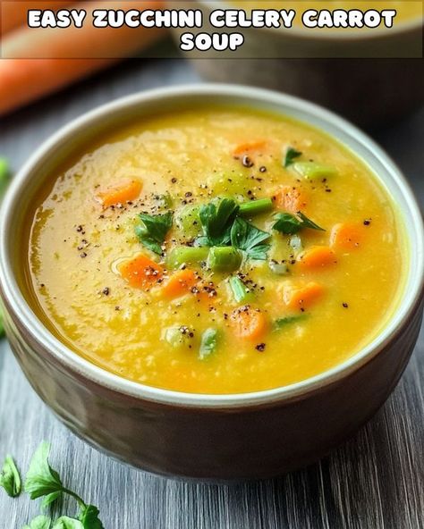 Yay Recipes Celery Carrot Soup, Carrot And Celery Soup, Yay Recipes, Zucchini Tomato Casserole, Chicken Broccoli Soup, Garlic Butter Mushrooms, Healthy Snack Alternatives, Zucchini Tomato, Soup Ingredients