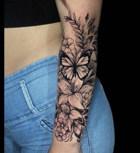 Womens Forearm Tattoo Ideas Unique, Tattoo Shading Ideas Backgrounds, Louisiana Chicken, Arm Sleeve Tattoos For Women, Piercings Ideas, Floral Thigh Tattoos, Feminine Tattoo Sleeves, Rose Tattoos For Women, Pretty Hand Tattoos