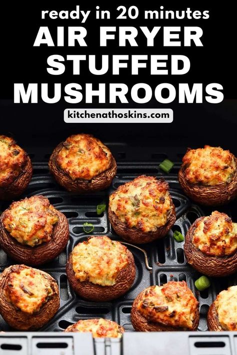 Stuffed Mushrooms Air Fryer, Mushrooms Air Fryer, Air Fryer Stuffed Mushrooms, Cream Cheese Stuffed Mushrooms, Stuffed Mushrooms Vegetarian, Stuffed Mushrooms Easy, Vegetarian Platter, New Air Fryer Recipes, Air Fryer Dinner Recipes