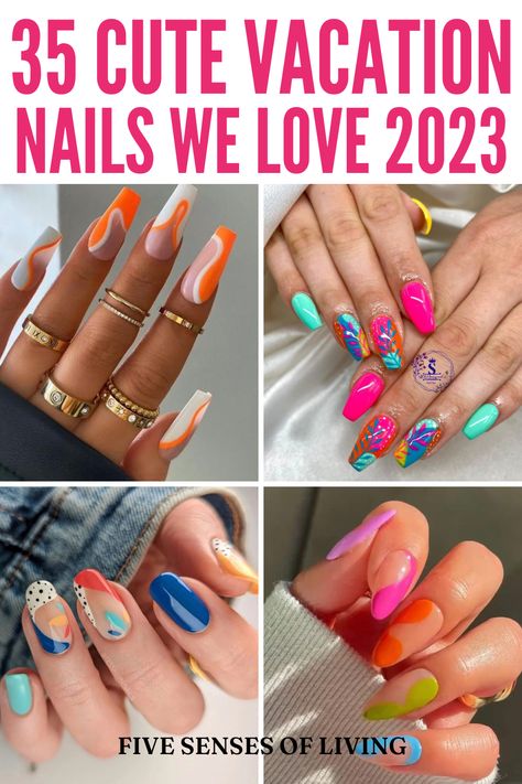 Are you looking for the best vacation nails to recreate this year? If so, you're in the right place. We've got you everything from cute vacation nails, vacation nails beach Mexico, tropical vacation nails, summer nails 2023, vacation nails 2023, pink vacation nails, and more. Nails 2023 Trends Beach Vacation, Ocean Vacation Nails, Nails For Mexican Vacation, Nail Design For Cruise, Paradise Nails Tropical, Easy Tropical Nail Designs, Cancun Inspired Nails, Warm Vacation Nails, Summer Cruise Nails 2023