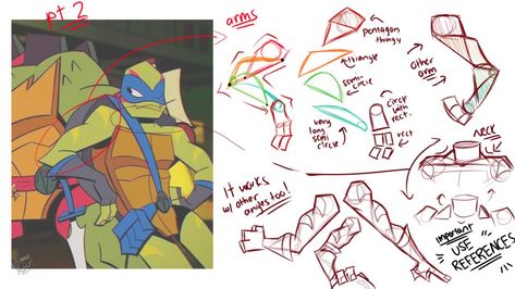 Rottmnt Drawing Tutorial, Clothes Dont Make The Turtle Rottmnt, Rottmnt Tutorial, Rottmnt Style Study, Rottmnt Art Reference, Rottmnt Art Study, Leo Rottmnt References, Rottmnt Art Style Study, Rottmnt Reference Sheet