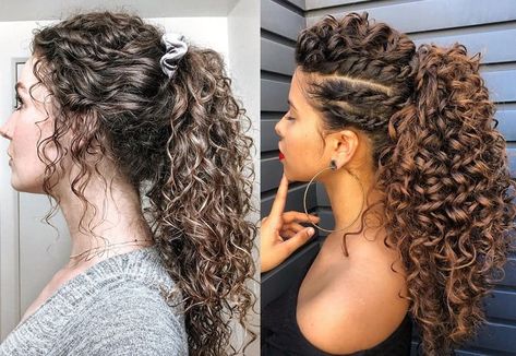 40 Modern Ways to Style A Curly Ponytail In 2023 – Hairstyle Camp Curly Hair Formal Ponytail, Big Curly Hair Ponytail, Natural Curls Ponytail, Side Ponytail Curly Hair, Curly Hair Boho Style, Curly Hairstyles Low Ponytail, Bun Ideas For Curly Hair, Natural Curly Ponytail Hairstyles, Natural Curly Hair Ponytail Styles