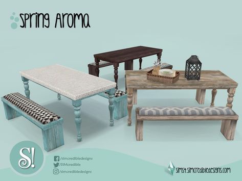 SIMcredible!'s Spring Aroma Picnic table Sims 4 Cc Picnic Table, Sims 4 Picnic Table, Sims Layout, Sims Room, Sim4 Cc, Sims Memes, Sims 4 Beds, Backyard Table, Sims Furniture