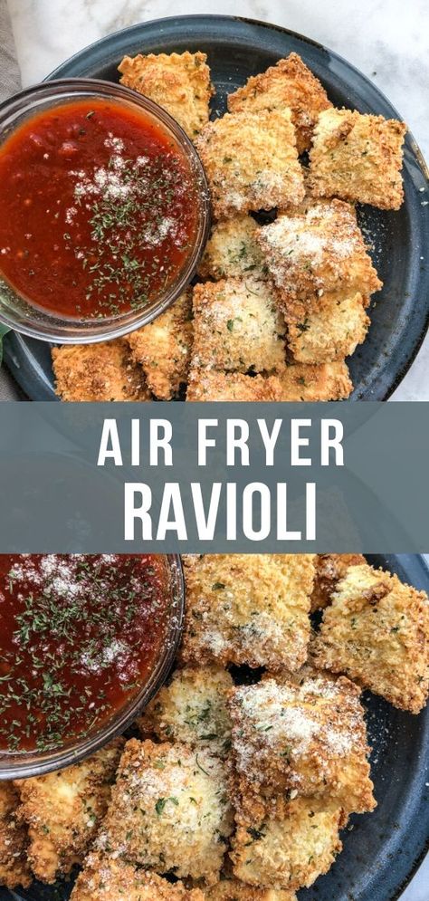 Breaded Ravioli Air Fryer, Toasted Ravioli Meal, Refrigerated Ravioli Recipes, Light Sauce For Ravioli, Airfryer Ravioli, Toasted Ravioli Air Fryer, Ravioli Air Fryer, Ravioli Appetizers, Air Fryer Toasted Ravioli