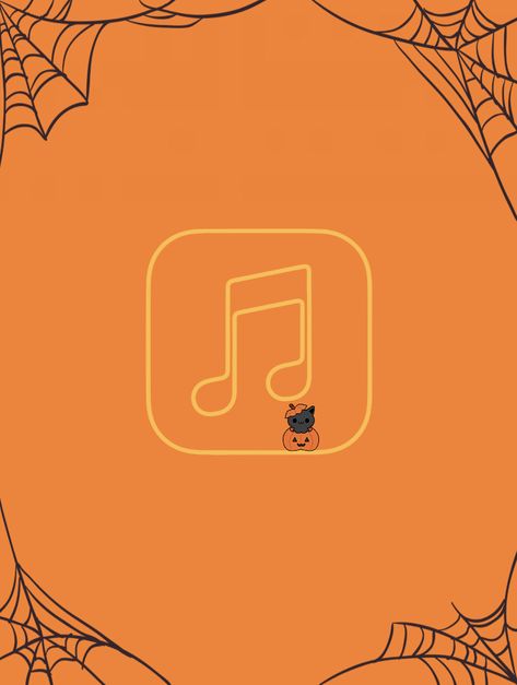 Halloween themed backround and app icon, Apple Music Fall Music Icon, Halloween App Icons Spotify, Apple Music Halloween App Icon, Orange Icons Halloween, Ios App Icon Design Fall, Lockscreen Ios, Music App, Halloween Icons, Phone Icon