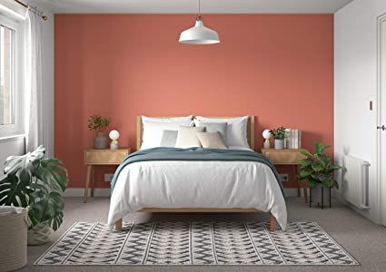 Dulux Teal, Feature Wall Paint, Feature Wall Bedroom, Dulux Paint, Bedroom Orange, Spare Room, Blood Orange, Wall Paint, Feature Wall