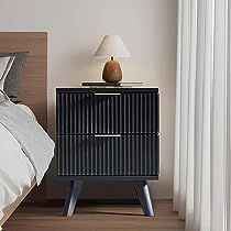 Dark Grey Bedside Table, Black Bed Side Tables, Nightstand Mid Century, Nightstand Wood, Bedside Furniture, Mid Century Modern Nightstand, Bed Color, Small Dresser, Wooden Nightstand