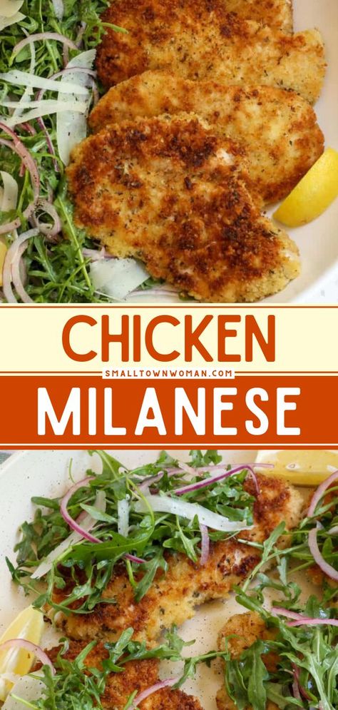 Chicken Milanese, chicken dinner recipe, how to make chicken Milanese,weeknight dinners Gluten Free Chicken Milanese, Chicken Milanese Baked, Chicken Milanese Sandwich Recipe, Oven Baked Chicken Milanese, Breaded Chicken Meal Ideas, Crispy Chicken Milanese, Chicken Melinase, Chicken Milanese Recipe Air Fryer, Sides For Breaded Chicken