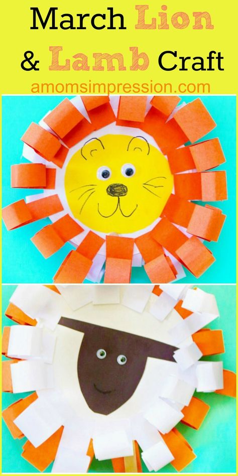 In like a lion out like a lamb this easy and adorable paper plate March Lion and Lamb craft will be a huge hit with your little one as spring approaches. Lion And Lamb Craft, Lamb Crafts, Lamb Craft, Lion Craft, Valentine Paper, March Crafts, Construction Paper Crafts, Lion And Lamb, Spring Preschool