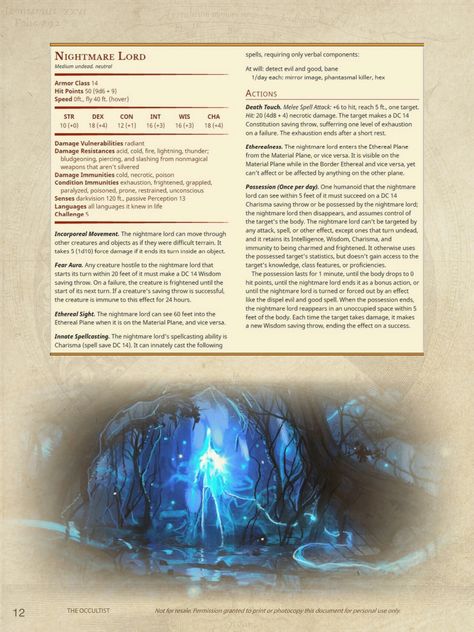 Nightmare Lord CR 5 5e Monsters, Homebrew Monsters, Dnd Creatures, Dnd Stats, Dnd Homebrew, Dnd Classes, Dungeons And Dragons 5e, Dnd 5e Homebrew, D D Monsters