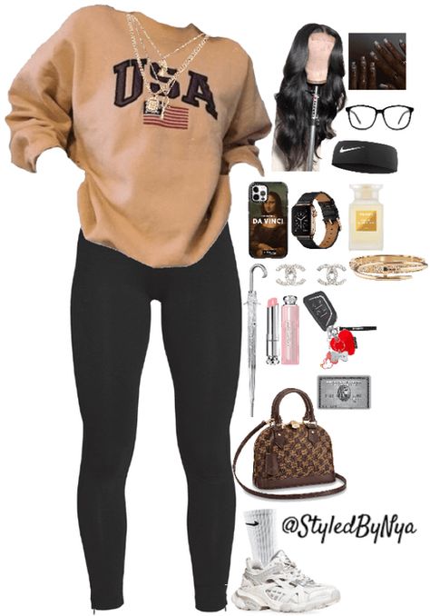 Chill Baddie Outfits, Cc Earrings, Teen Swag Outfits, Cute Lazy Day Outfits, Swag Outfits For Girls, Lazy Day Outfits, Chill Outfits, Square Glasses