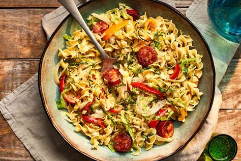 Keep cabbage, noodles, and sausage on hand to make this dish any night of the week. All keep nicely for weeks in the fridge, so it's the one-pot dinner you can make in a pinch. Cabbage And Noodles With Smoked Sausage, Cabbage Noodles, Cabbage And Noodles, Southern Living Recipes, Smoked Sausage Recipes, Main Entrees, Sausage Recipe, Dinner Plans, Hot Dish