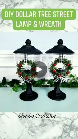 556K views · 26K reactions | This Dollar Tree street lamp DIY is my classic favorite! If you can't find the jars, look in the comments for alternative jars I list to use! ❤ | By She So CraftDee | Facebook Holiday Lanterns Christmas, Christmas Street Lamp, Christmas Lanterns Diy, Christmas Street, Boss Christmas Gifts, Holiday Lanterns, Easy Christmas Ornaments, Lamp Diy, Christmas Lamp