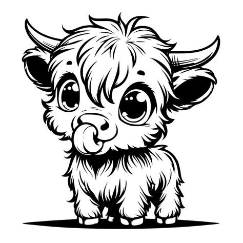 Highland Cow Tattoo, Chest Tattoo Ideas, Cow Coloring Pages, Cow Tattoo, Highland Cow Art, Cow Drawing, Chest Hair, ポップアート ポスター, Cow Art