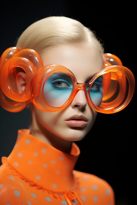 Avant Garde Glasses, Art Deco Glasses, Weird Glasses, Crazy Glasses, Light Up Dresses, Led Costume, Big Glasses, 1960 Fashion, Festival Outfits Rave