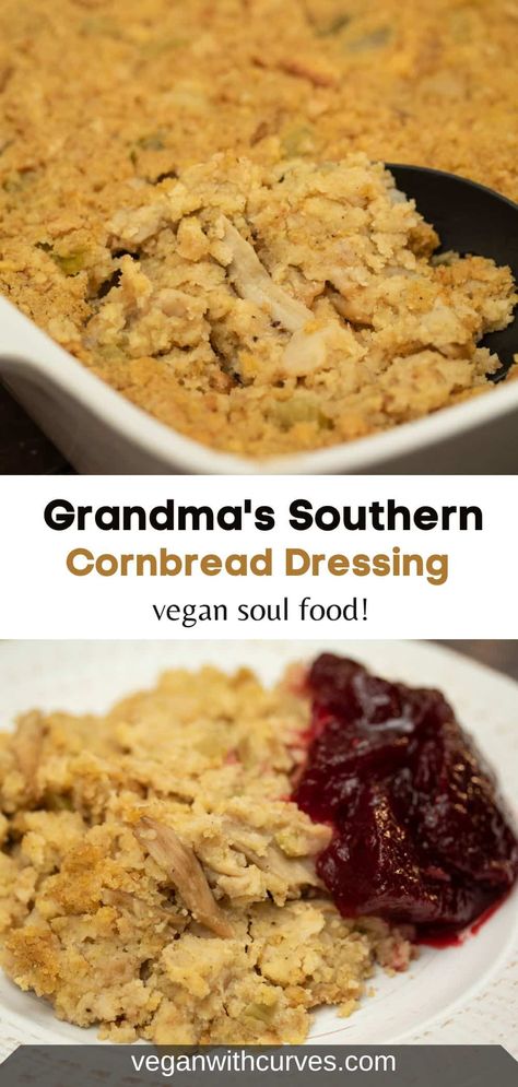 Vegan Cream Of Chicken Soup, Vegan Dressing Thanksgiving, Vegan Cream Of Chicken, Vegan Cornbread Dressing, Vegan Chicken Broth, Vegetarian Dressing, Vegan Soulfood, Vegan Dressing Recipes, Soul Food Cornbread Dressing