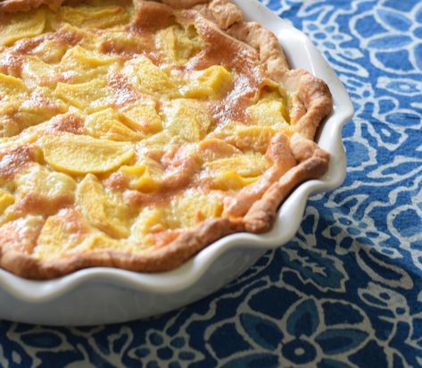 My Favorite Peach Custard Pie@judyschickens Peach Custard Pie, Peach Custard Pies, Peach Custard, Beautiful Pie Crusts, Pie Crust From Scratch, Custard Pie Recipe, Peach Pie Recipes, Peach Dessert Recipes, Cream Custard