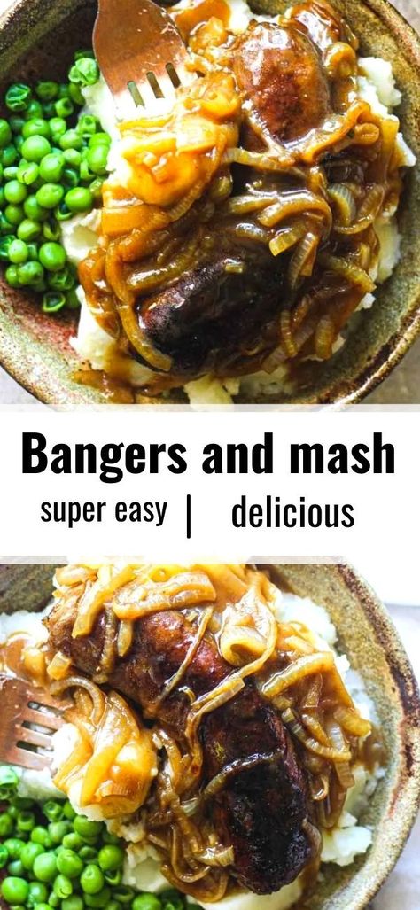 English Bangers Recipe, Bangers And Mash Recipe Irish, Bangers Recipe, Bangers And Mash Recipe, English Dishes, Irish Recipes Authentic, Mash Recipe, Bangers And Mash, Food Receipt