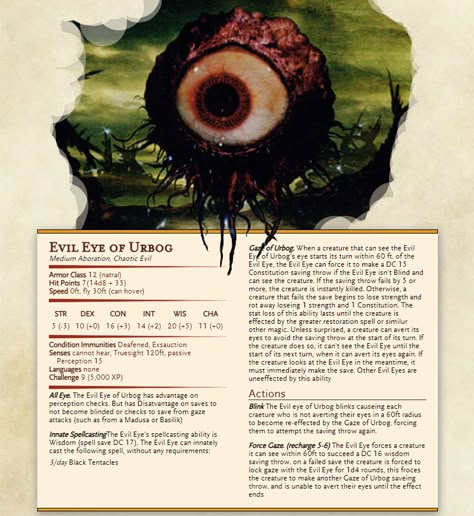 Homebrew Monsters, Eye Monster, Dungeons And Dragons Rules, Dnd Monster, Dnd Creatures, Dragons 5e, Dungeons And Dragons 5e, Dungeon Master's Guide, Dnd Races