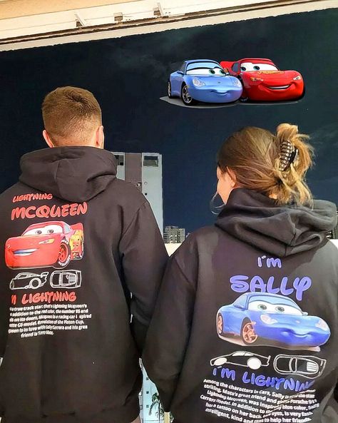 Couple/BestFriend Tshirts 💑 Introducing the ultimate couple’s collection - the Lightning McQueen and Sally Oversized T-Shirts and Hoodies! Perfect for Disney Pixar fans and car enthusiasts alike, this set is designed to celebrate the iconic duo in style and comfort. Product Features: 🖤 Design: Lightning McQueen: Black oversized T-shirt with a small chest logo and detailed car specifications on the back. Sally: White oversized T-shirt with a matching small chest logo and her car specs on t... Match Hoodies For Couples, Sally And Lightning Mcqueen, Lighting Mcqueen And Sally, Lightning Mcqueen And Sally, Mcqueen And Sally, Matching Couple Hoodies, Matching Hoodies For Couples, Couple Hoodies, Iconic Duo