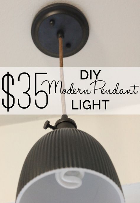 $35 DIY Modern Pendant Light - Petite Modern Life Lighting Hacks, Dollar Diy, Diy Pendant Light, Lighting Pendant, Pendant Light Shades, Pendant Diy, Kitchen Pendant Lighting, Creative Lighting, Buy Lights