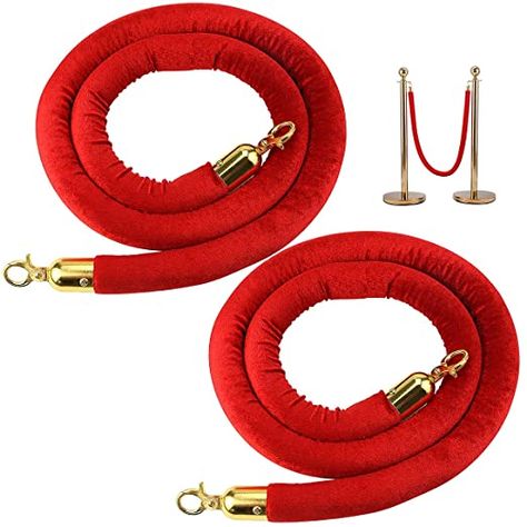 CZWESTC 2 pcs Red Velvet Stanchion Rope, Crowd Control Rope Barrier with Polished Gold Hooks, Thick Stanchion Queue Barrier Rope Velvet Rope for Red Carpet Events, Car Shows, and Upscale Affairs.: Amazon.com: Industrial & Scientific Rope Barrier, Oscar Party Decorations, Old Hollywood Decor, Hollywood Decor, Red Carpet Theme, Safety Barriers, Gold Hooks, Crowd Control, Car Shows